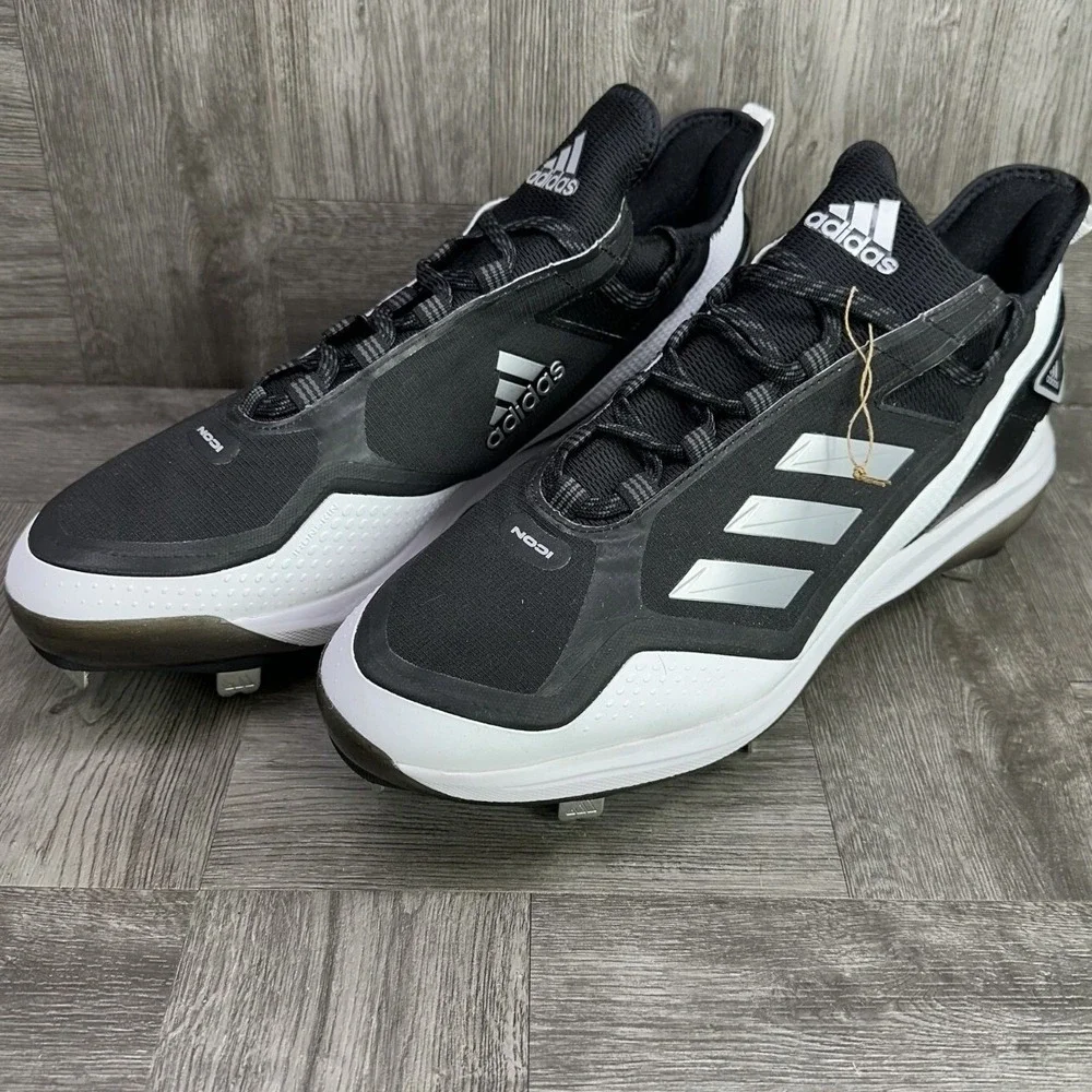 Adidas Icon 7 Boost Baseball Cleats Mens 15 Black White Metal Spikes NEW FY4178